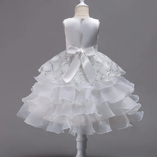 Children's wedding dress, princess dress, girl's program performance dress, diamond decoration cake, fluffy skirt
