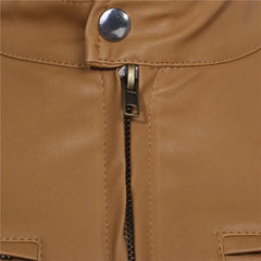 Top Layer Vintage Leather Clothes Men's Stand Collar Motorcycle Clothes