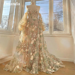 Homecoming Dresses: Pearl Beading Prom Dress Princess Puffy Sleeve Evening Dresses