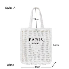 Women's Fashion Large Capacity Handmade Straw Knitting Tote Bag Summer Travel