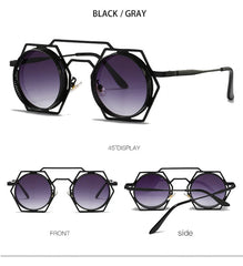 OEC CPO Steampunk Round Sunglasses Women Men 2023 Metal Mesh Personality Sun Glasses Female Eyewear Goggle UV400 Shades Oculos