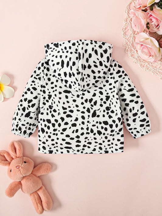 Spring And Autumn Boys And Girls Coat Round Neck Long Sleeve Hooded Leopard Pattern Button Fashion And Warm Infant Toddler