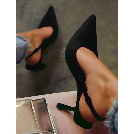 Women 9cm High Heels Pumps Neon Orange Green Sandals Lady Slingback
