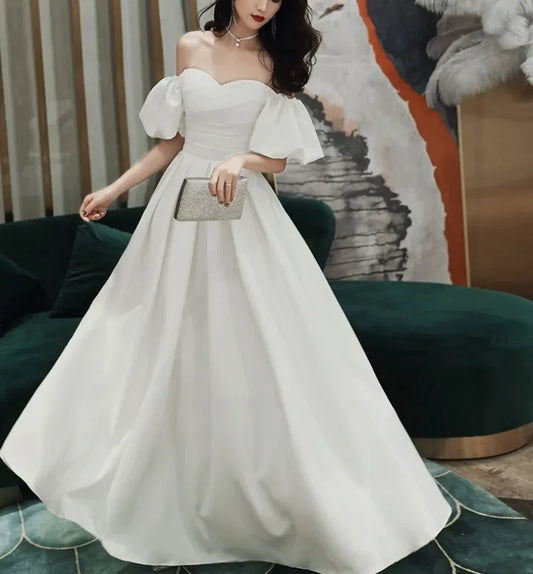 Homecoming Dresses: White Formal Evening Dress Boat Neck Solid Wedding Party