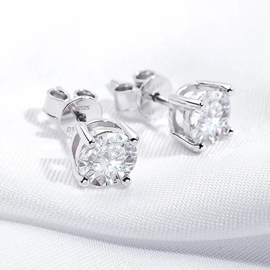 Smyoue 0.1-3CT Test Passed Moissanite Studs Earrings for Men Women S925 Silver Platinum Plated Bride Wedding Lab Diamond Studs