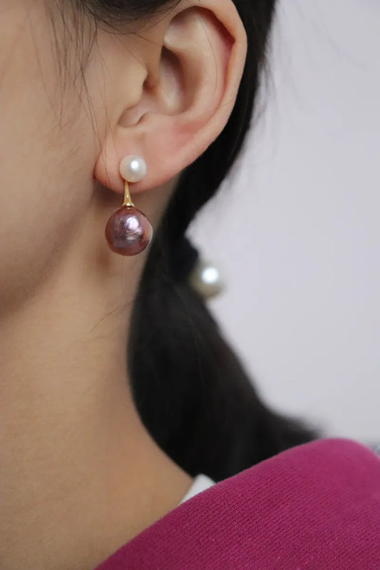 French Design Style Art Purple Baroque Freshwater Pearl Earrings Pendant Accessories for Women‘s Party Earrings Custom Jewelry