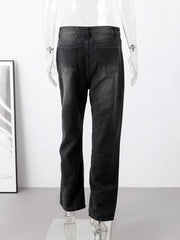Y2k Street Jeans Women Vintage Blue High Waist Female Straight Leg Pants