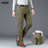 Clothing Men's Straight Fit Suit Pants Men Spring Autumn Business Stretch ArmyGreen