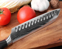 Professional Damascus Kitchen Knives Japanese Santoku Cleaver Slicing Knife Stainless