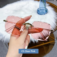 Sunglasses for Women Rimless Gradient Ocean Lens Female Male Eyeglasses