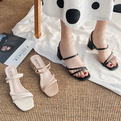Women High Heel Sandals Summer Casual Female Shoes Woman Square Heel