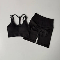 Women Yoga Set Gym Sportswear Sport Bra and Hight Waist Shorts Suit Fitness Workout