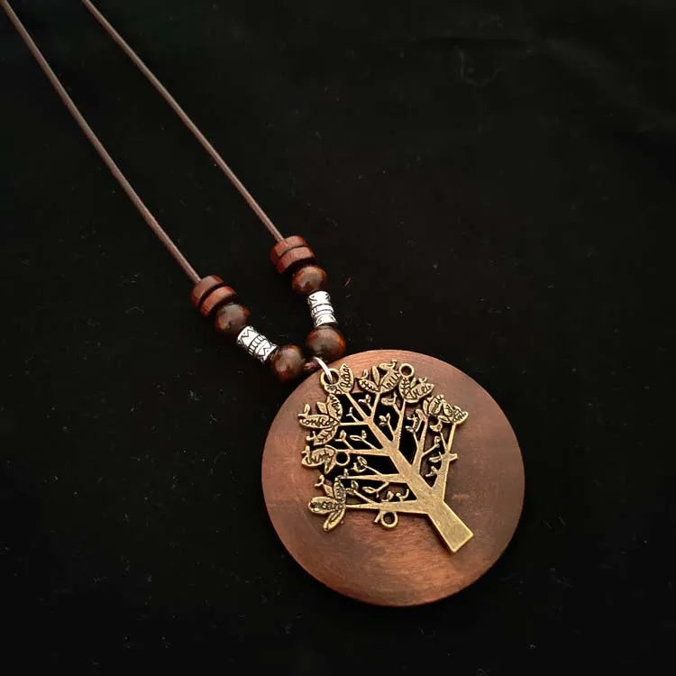 Personalized Unique Design Large Round Vintage Flower Pendant Necklace Women's Bohemian Ethnic Style Jewelry Gift