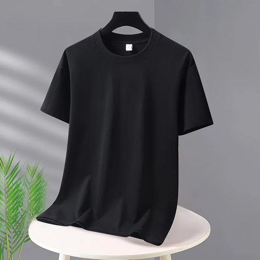 Men's t-shirts 2025 Summer Oversize Cotton T-Shirt Casual High Quality Short Sleeves Tee Shirt Men Basic Solid color Sports Tops