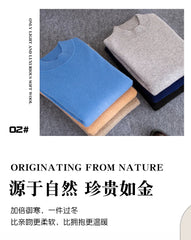 Fashion Men's 100% Wool Pullover Half-high Collar Sweater Autumn Winter Warm Top