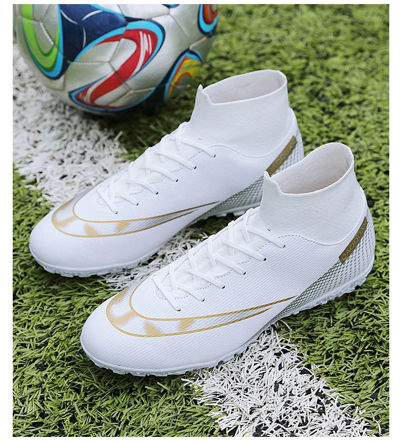 High Ankle Soccer Shoes AG/TF Football Boots Kids Boys Ultralight Soccer Cleats