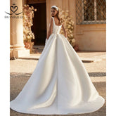 White Bridesmaid Dresses: Sleeveless A-Line Wedding Dress Square Collar