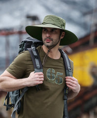 Bucket Hat Cowboy Men Outdoor Fishing Hiking Beach Hats Mesh Breathable