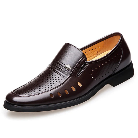 Spring Men Loafers Leather Men Shoes Summer Hollow Breathable Oxfords Man