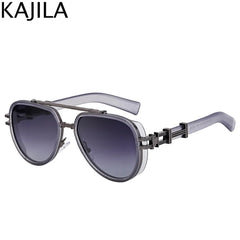 Sunglasses Men Brand Oval Metal Frame Steampunk Sunglasses