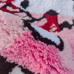 Cartoon Anime Pink Soft Tufted Rug 3D Irregular Plush Kawaii Girls Bedroom Bedside