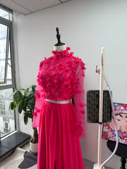 Homecoming Dresses: Prom Dress Two Piece Set Evening Dress Long Sleeve Flower