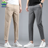 Spring Summer Business Suit Pants Men Thin Formal Slim Fit Classic Office Ankle Length