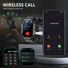 LAXASFIT 2025 New Military Smart Watch Men Outdoor Sports Fitness Tracker Health Monitoring 2.01Inch Bluetooth Calls Smartwatch