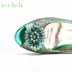 Matching Shoes and Bags: Peep Toe Snake pattern Special Design Ladies Party Shoes