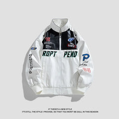 American PU Leather Coat for Men Spring and Autumn New Stand Collar Trendy Pu Jacket