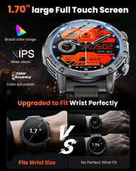New Men Military Outdoor 1000mAh Battery Smart Watch GPS NFC Watches 3ATM Waterproof Swim 1.7-inch HD Bluetooth Call Smartwatch