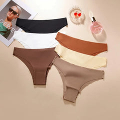Women Underwear Set Ice Silk Seamless panties Low Waist Beautiful Back