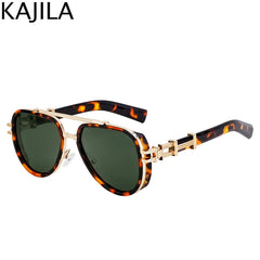 Sunglasses Men Brand Oval Metal Frame Steampunk Sunglasses