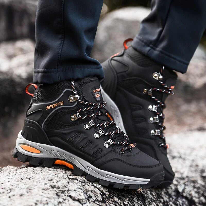 Men's Waterproof Leather Hiking Work Boots Non-Slip Lightweight Military Combat