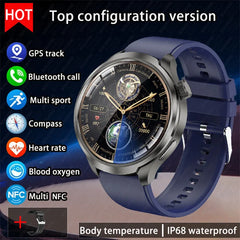 BOXUXING 1.85-inch Smart Watch Men Sport Waterproof Fitness Heart Rate Watches Compass GPS Track NFC Bluetooth Call Smartwatch