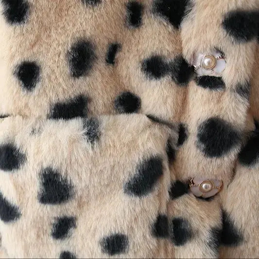 Female Baby Winter Coat Leopard Print Long Sleeved Warm Windproof Wool Sweater