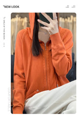 autumn and winter hooded cardigan women's knitted top loose sweater casual