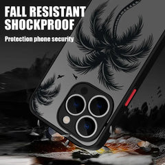 Magnetic Coconut Palm Pattern Case For iPhone 15 14 Pro Max 13 12 11 16 For Magsafe Wireless Charge Matte Hard Back Cover Fundas
