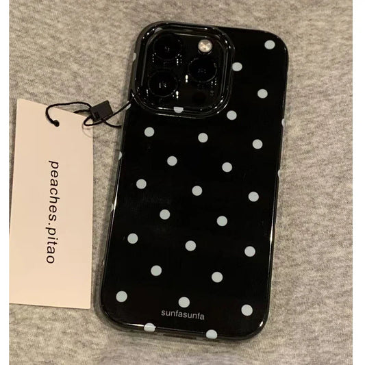 Minimalist Black White Polka Dot Phone Case For iPhone 17 Air 16 Pro Max 15 14 Plus 13 12 Mini 11 Shockproof Silicone Back Cover