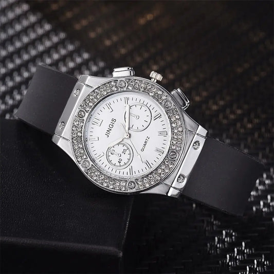 Fashion 2025 Rubber Women Watches Luxurious Brand Casual Diamond Female Quartz Wristwatches Simple Sport Clock Relogio Feminino