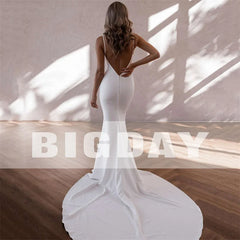 White Bridesmaid Dresses: Wedding Dresses Women Open Back V-Neck Spaghetti