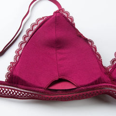 Women Lace Lingerie Sets Female No Steel Ring Bra Backless Underwear