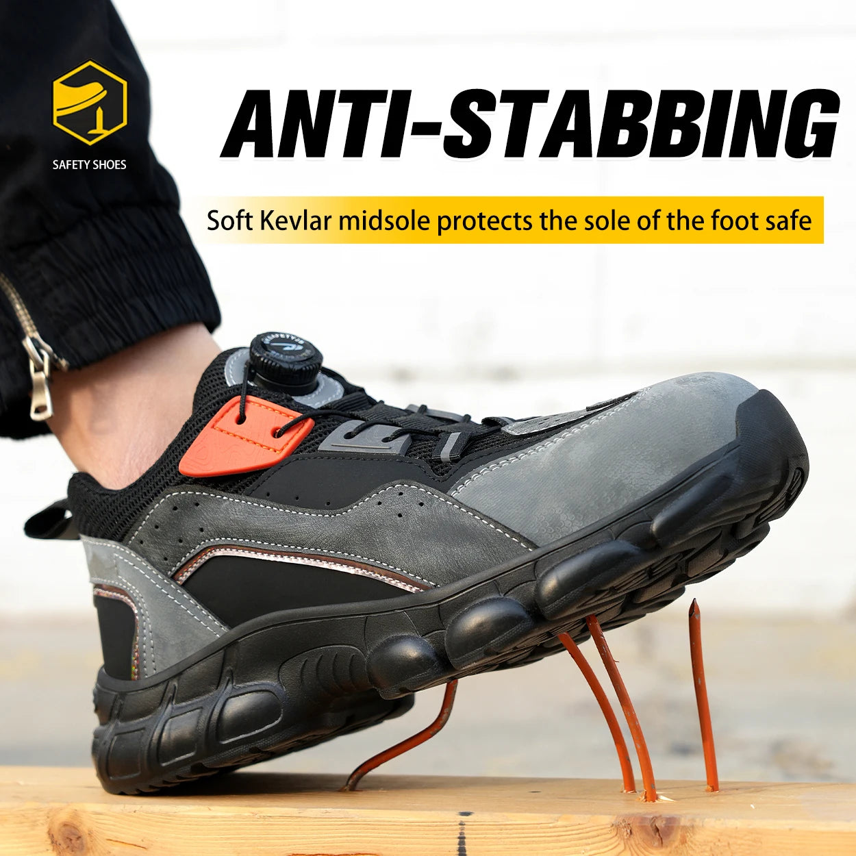 Rotating Button Lightweight Breathable Sneakers Anti-slip Industrial Safety Shoes Breathable Steel Toe Boots for Hot Weather