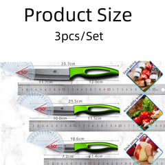 Ceramic Knife Set 3" 4" 5" inch Black Blade Plastic Handle with Cover for Cooking