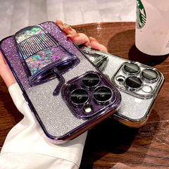 Bling Case For iPhone 16 15 14 13 12 Pro Max 15Pro 14Pro Lovely Clear Transparent Straw Cup Cover Insert Glitter Paper