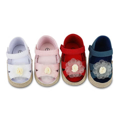 Baby Girls Spring Fashion Cute Casual Soft Retro Breathable Flower Decorate Soft Bottom