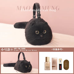 Lolita Plush Cute Cat Bag Women Harajuku Animal Circular Fur Soft Kawaii