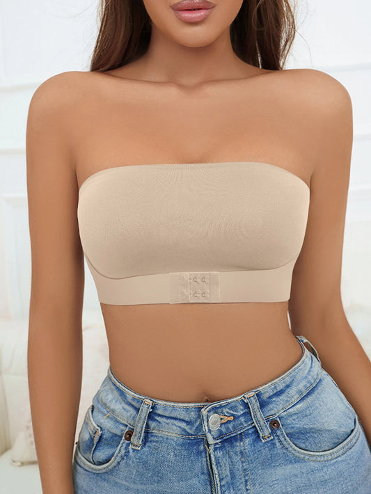 Women's Strapless No Padding Seamless Front Button Bra Comfortable Smooth
