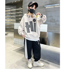 Autumn Children Boy Hooded Clothes Set Letter Printed Hoodies Sweatshirts Top and Pants 2 Pieces Suit Teenage Girls Tracksuits