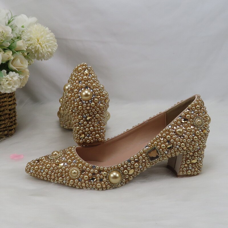 Matching Shoes and Bags: Gold Bridal Wedding shoes with matching bags woman